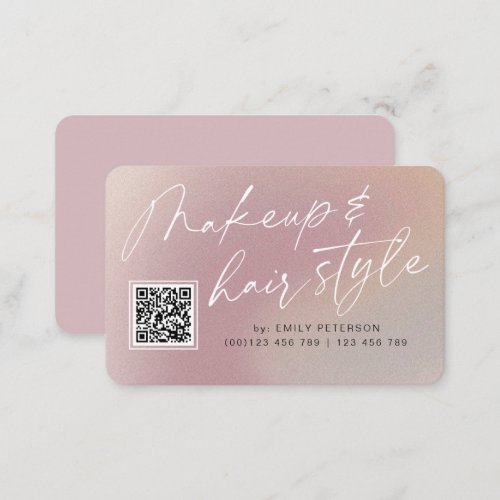 QR code modern chic makeup and hair style Business Business Card