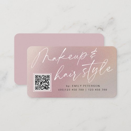 QR code modern chic makeup and hair style Business Card