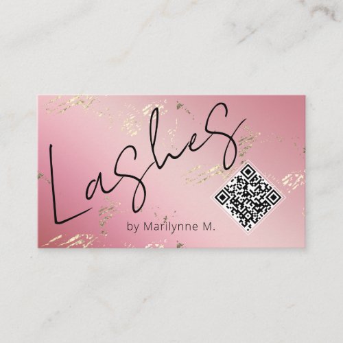 QR Code Modern Chic Pink Lashes Business Card