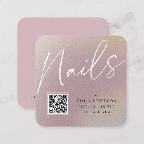 QR code modern chic stylish nails  Square Business Card