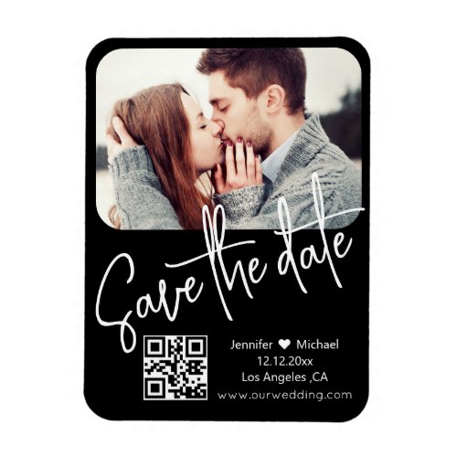 qr code modern chic wedding photo save the date  magnet
