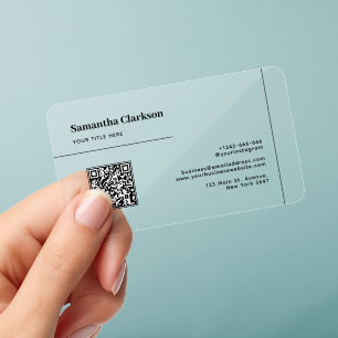 QR Code Modern Classic Minimalist Black Line Clear Business Cards