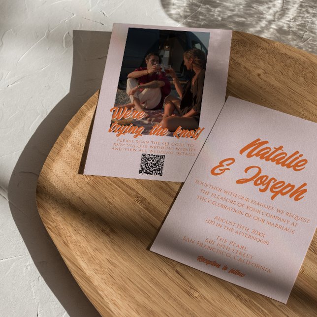 QR Code Modern Colorful Colorful Photo Wedding Invitation (Creator Uploaded)