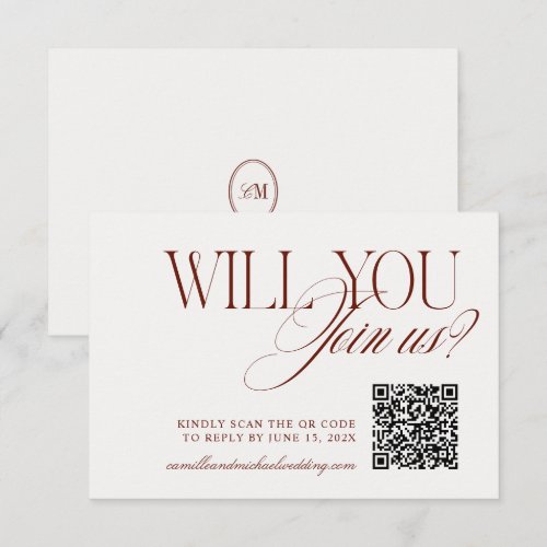 QR Code Modern Deep Terracotta Wedding RSVP Card