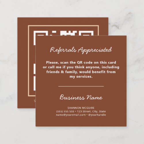 QR Code Modern Earth Tones Professional Business Referral Card