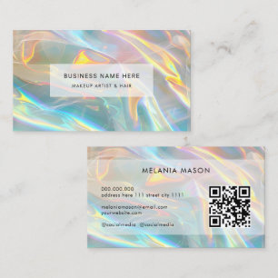 QR Code Modern Elegant Holographic iridescent Business Card