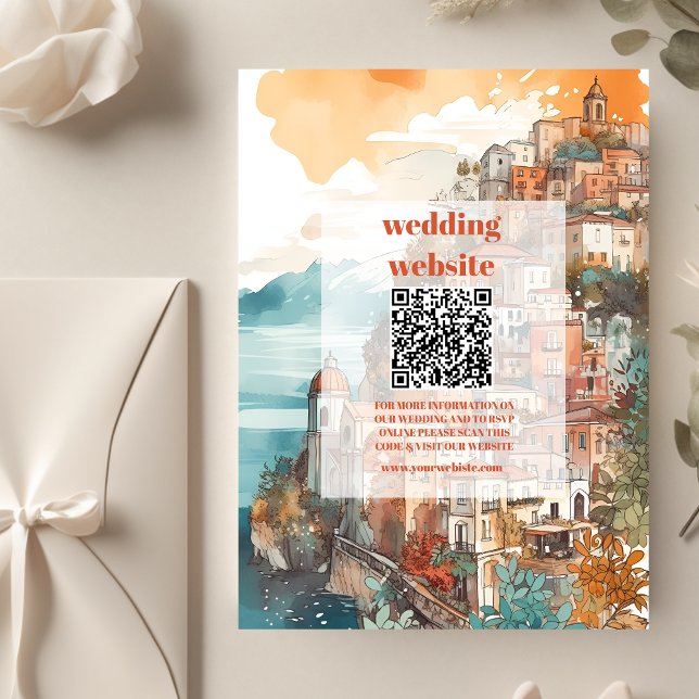qr code Modern Elegant Italy Destination Wedding Enclosure Card (Creator Uploaded)