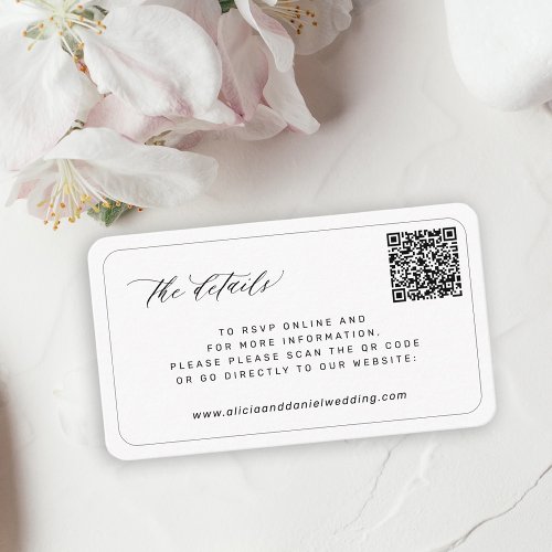 QR CODE modern elegant wedding website details Enclosure Card