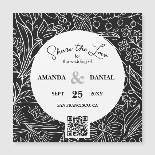 QR Code Modern  Floral Calligraphy Wedding Website