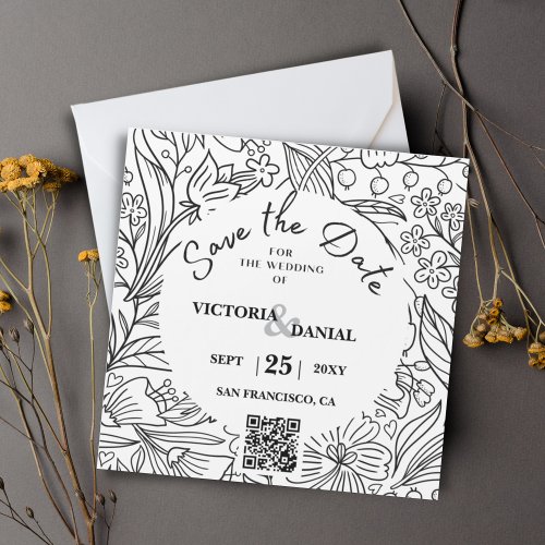 QR Code Modern Floral Calligraphy Wedding Website