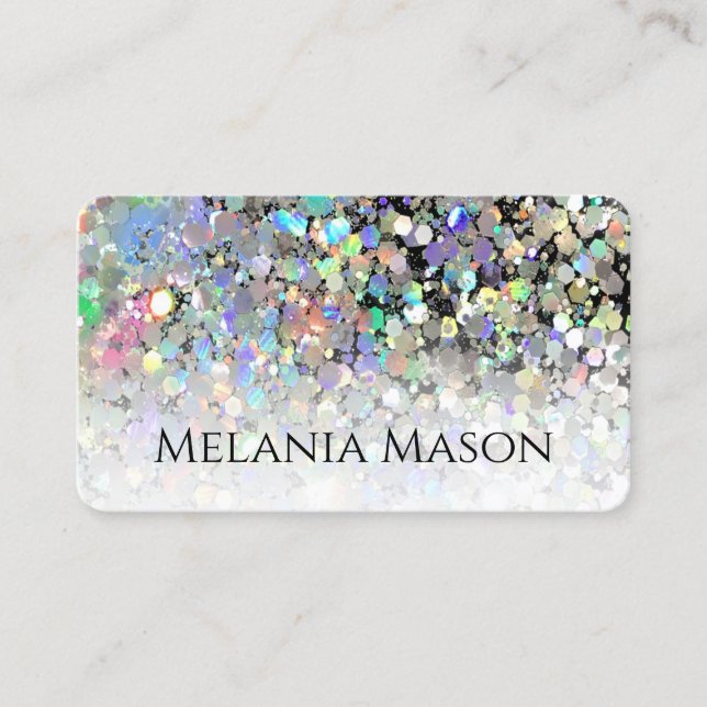 QR Code Modern Glitter Makeup Artist Unique Business Card (Front)