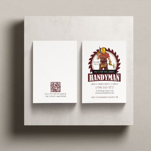 Customizable QR Code Modern Handyman Maintenance Rustic Tools Business Card