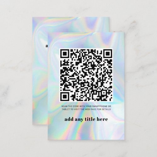 QR Code Modern Holographic Any Occasion Note Card