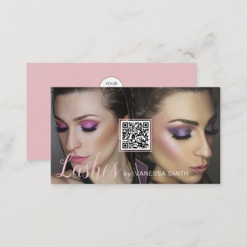 QR Code modern lash business card with photo