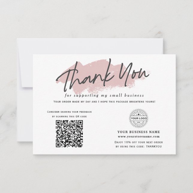 QR code modern logo branding small business Thank You Card (Front)