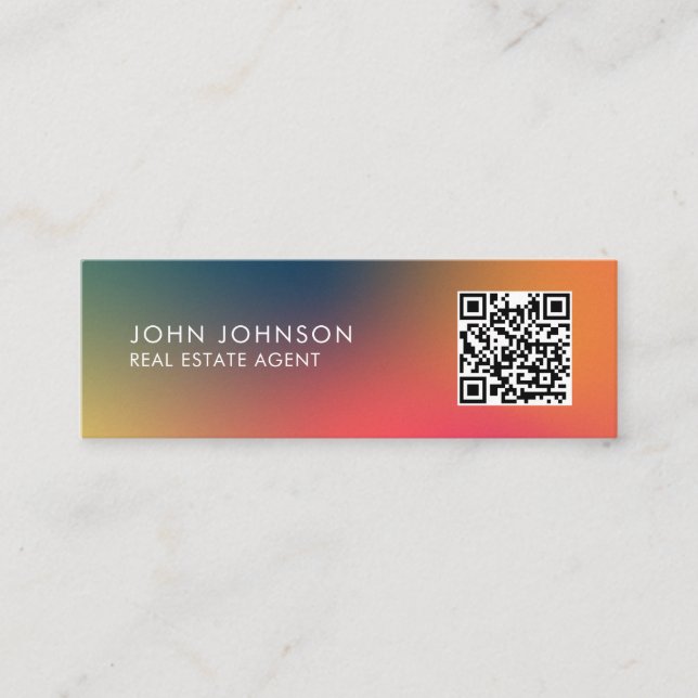 QR Code Modern Mini Business Card (Front)