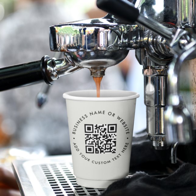 QR Code | Modern Minimal Gray Business Paper Cups (Interactive editable QR code paper cups to promote your business, products or services.)