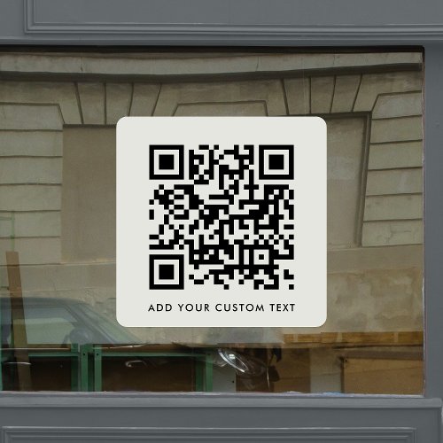 QR Code  Modern Minimal Gray Custom Text Window Cling