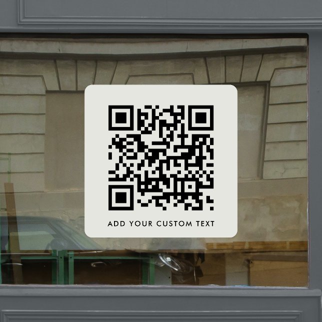 QR Code | Modern Minimal Gray Custom Text Window Cling (Versatile editable window cling template with interactive QR code for business or personal use.)