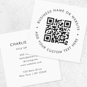 Qr Code | Modern Minimal Simple White Professional Square Business Card by GuavaDesign at Zazzle