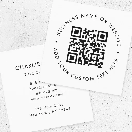 QR Code | Modern Minimal Simple White Professional Square Business Card