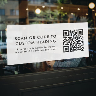 QR Code   Modern Minimal Simple White Promotional Window Cling