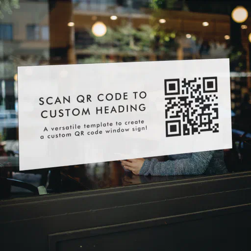 QR Code | Modern Minimal Simple White Promotional Window Cling