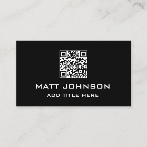 QR Code Modern Minimalist Black Business Card