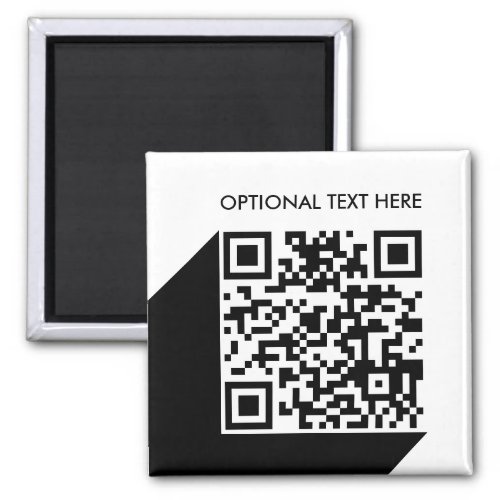 QR Code Modern Minimalist  Black White  Magnet