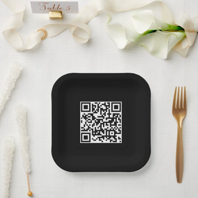 QR Code Modern Minimalist Business Paper Plates (Wedding)