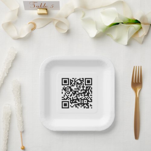 QR Code Modern Minimalist Business Paper Plates