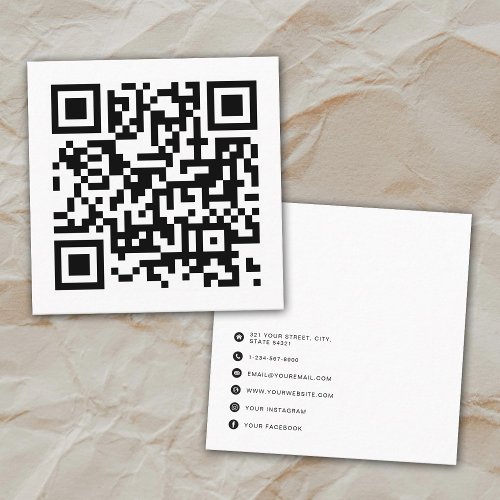 QR Code Modern Minimalist Business Square Business Card
