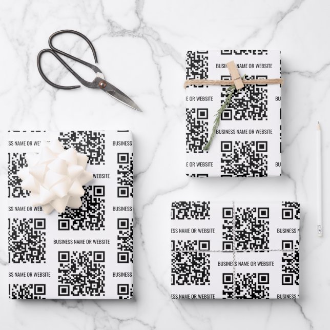 QR Code Modern Minimalist Business   Wrapping Paper Sheets (Front)