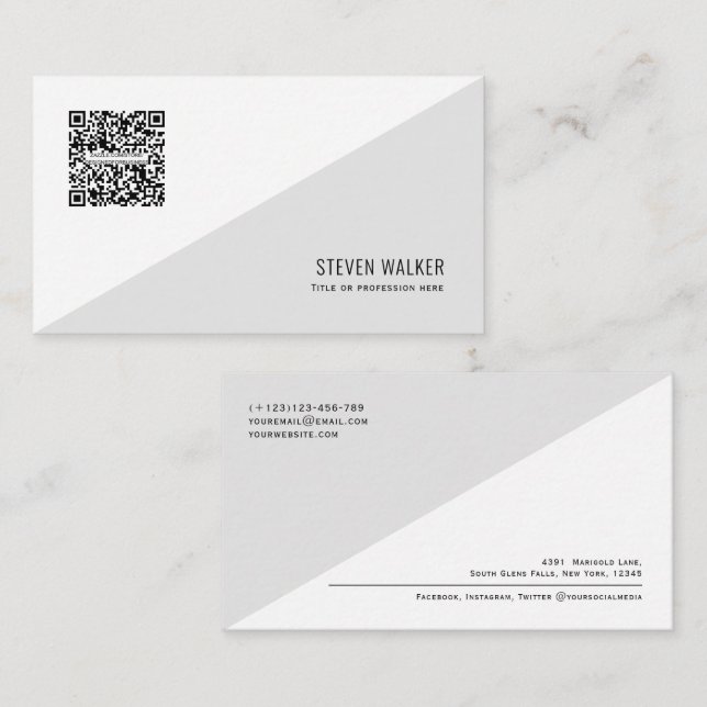QR code Modern Minimalist Clean Professional Busin Business Card (Front/Back)