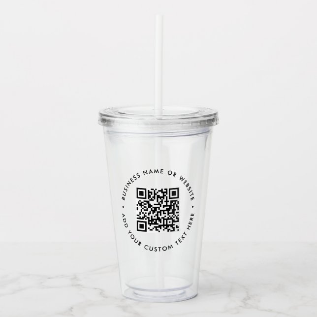 QR Code Modern Minimalist Clean Simple Business Acrylic Tumbler (Front)