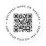 QR Code | Modern Minimalist Clean Simple White Classic Round Sticker