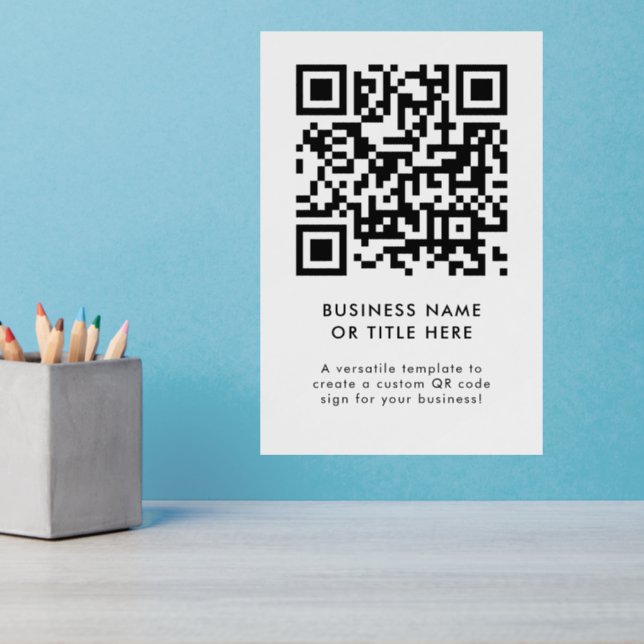 QR Code | Modern Minimalist Clean Simple White Wall Decal (Home Office 3)