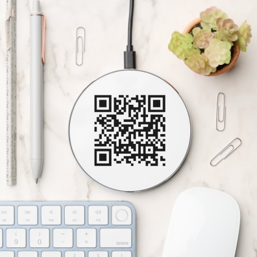 QR Code  Modern Minimalist Clean Simple White Wireless Charger