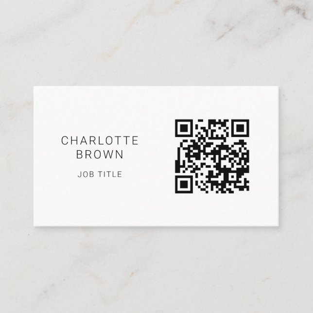 QR Code Modern Minimalist Contemporary Business Card (Front)