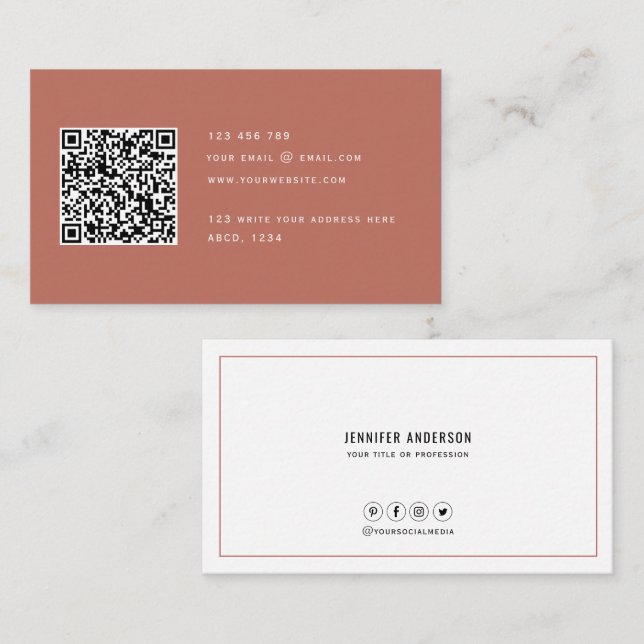 QR code Modern Minimalist Elegant Clean Simple  Bu Business Card (Front/Back)