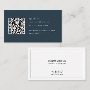 QR code Modern Minimalist Elegant Clean Simple  Bu Business Card