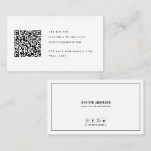 QR code Modern Minimalist Elegant Clean Simple  Bu Business Card