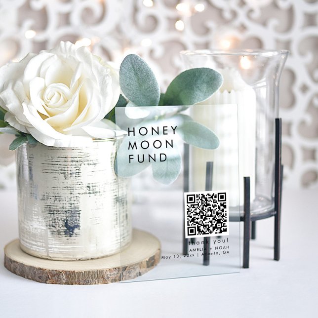 QR Code Modern Minimalist Honeymoon Fund Acrylic Sign (Creator Uploaded)