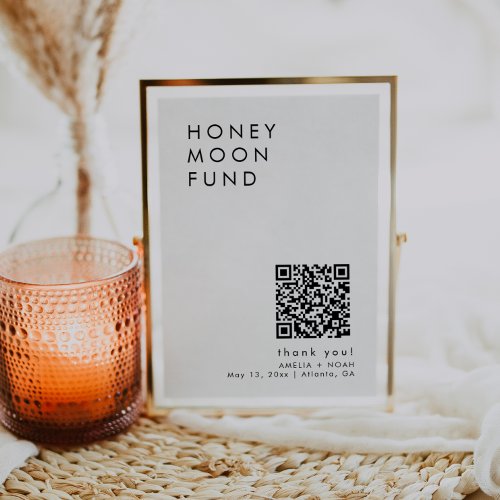 QR Code Modern Minimalist Honeymoon Fund Sign Invitation