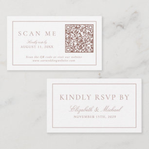 QR Code Modern Minimalist Monogram Dusty Rose RSVP Enclosure Card