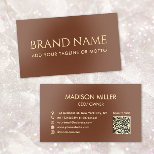 QR Code Modern Minimalist Premium Customized Gold Foil Spot Gloss Business Cards
