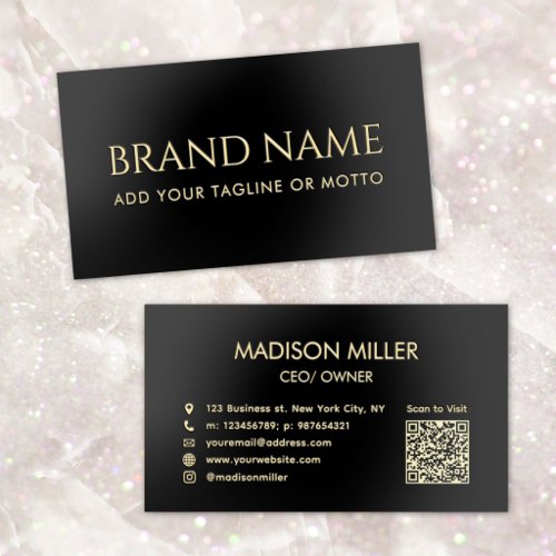 QR Code Modern Minimalist Premium Customized Gold Foil Spot Gloss Business Cards