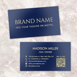 QR Code Modern Minimalist Premium Customized Gold Foil Spot Gloss Business Cards