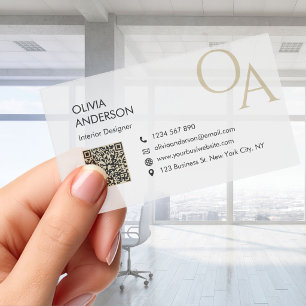 QR Code Modern Minimalist Professional Plastic Clear Business Cards