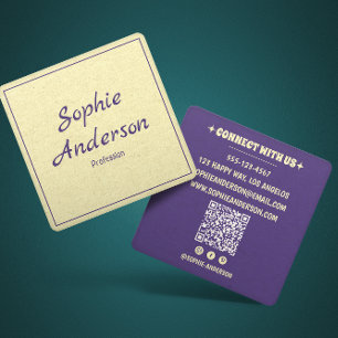 QR Code Modern Minimalist Professional Purple Square Business Card